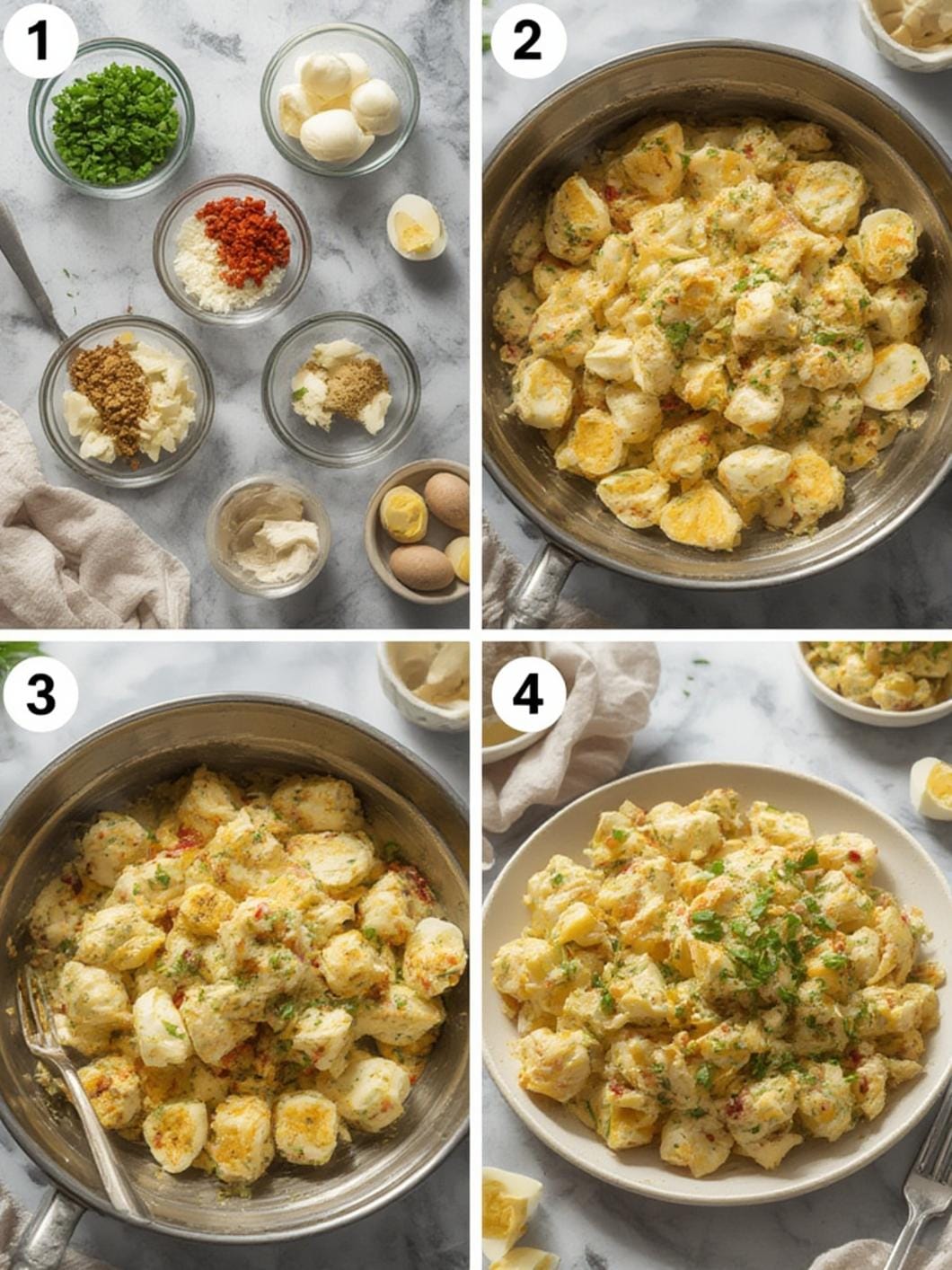 Process shot of mixing the salad